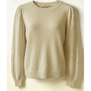 LOFT Yellow Ivory Ombre Puff Sleeve Crewneck Pullover Sweater - size XS